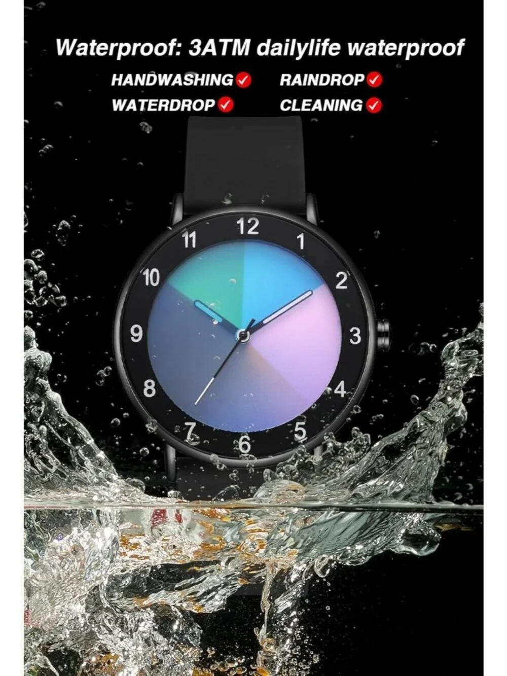 Unisex All Black Analog Quartz Creative Original Design Unique Casual Watch